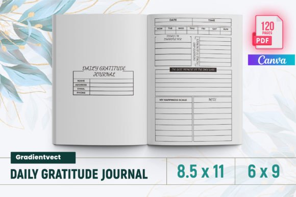 Download (KDP) Daily Gratitude Journal Canva - Daily gratitude Collection