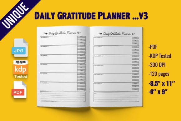 Download Daily Gratitude Planner ~ KDP Interior - Daily gratitude Collection