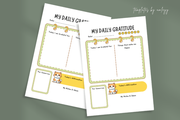 Download Cute Daily Gratitude Planner Template - Daily gratitude Collection